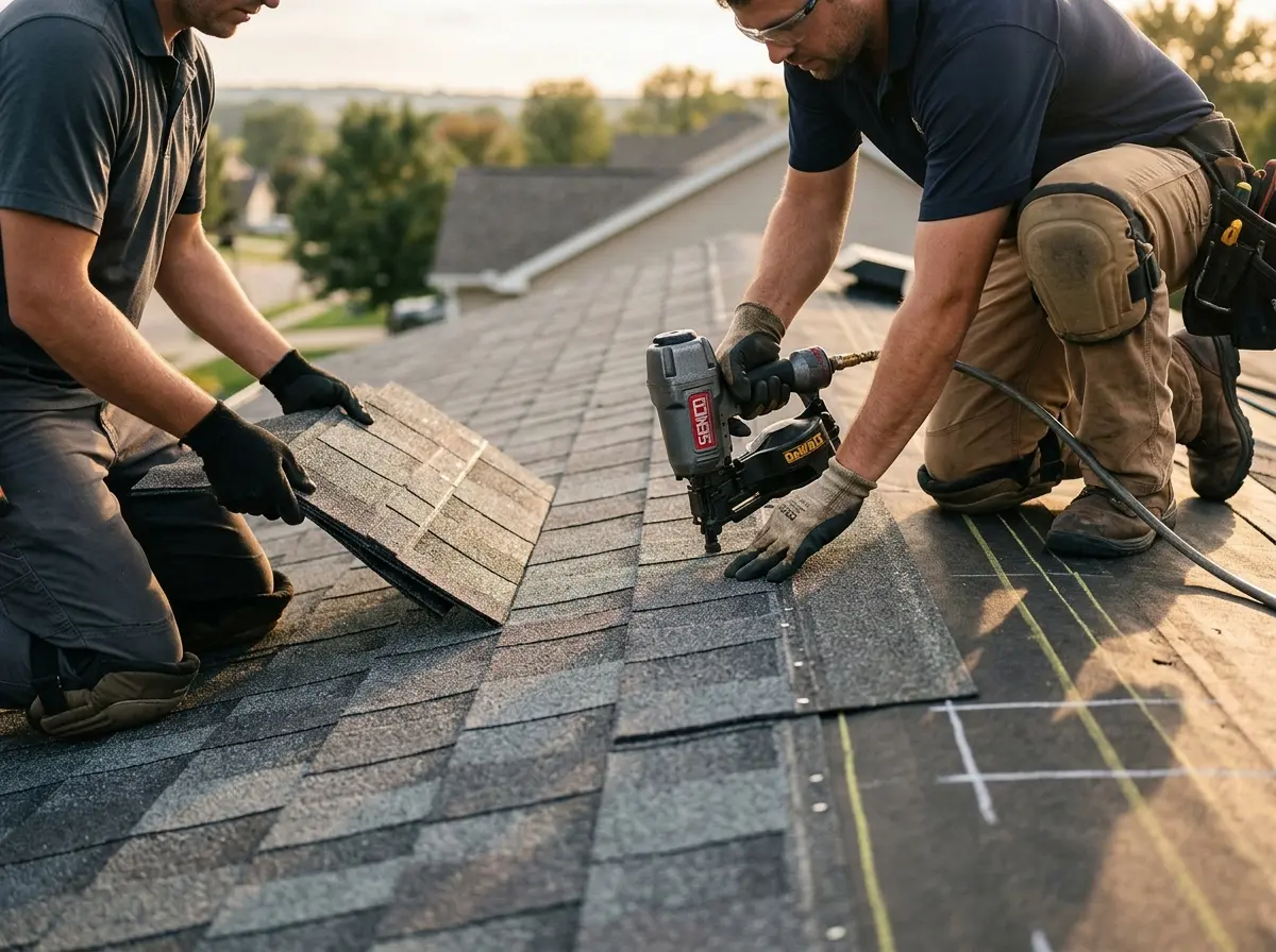 Professional roofer working on a residential roof in Islamorada, Village of Islands